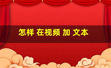 怎样 在视频 加 文本